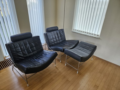 2X Leolux Volare Fauteuil avec pouf