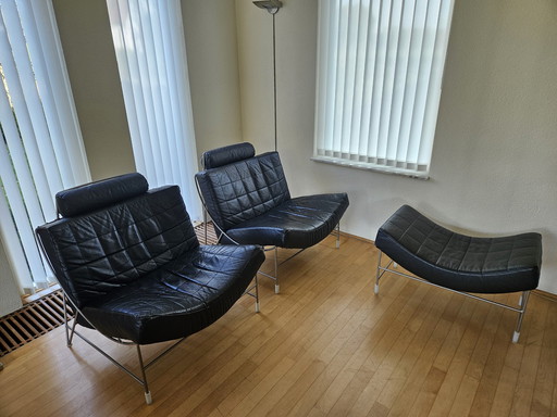 2X Leolux Volare Fauteuil avec pouf