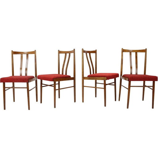 Ensemble de 4 chaises de salle à manger vintage, Tchécoslovaquie 1970