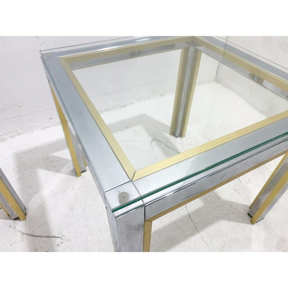 Image 1 of Paire de tables d'appoint du milieu du siècle en métal et verre, Italie, années 1970