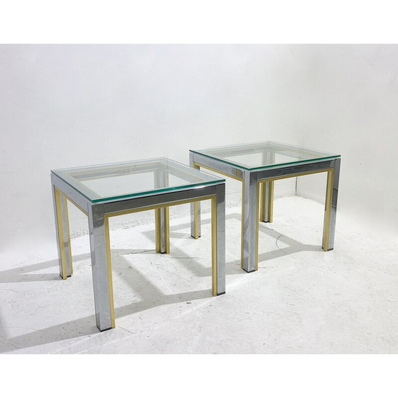 Image 1 of Paire de tables d'appoint du milieu du siècle en métal et verre, Italie, années 1970