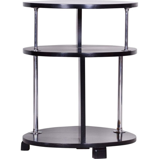 Table basse vintage noire en hêtre et acier, 1930