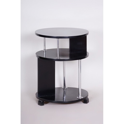 Table basse vintage noire en hêtre et acier, 1930