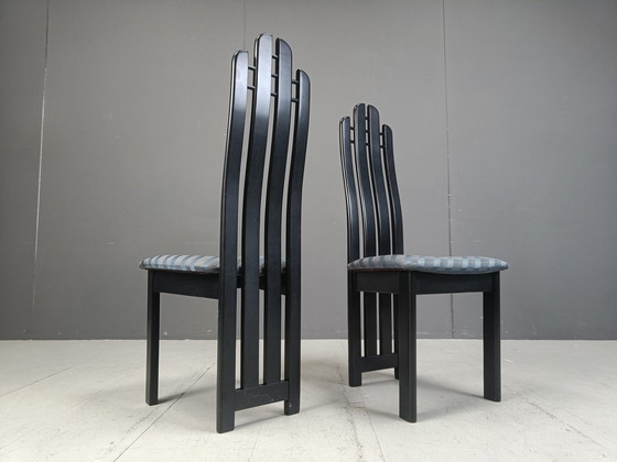 Image 1 of Chaises de salle à manger post-modernes en bois noir, années 1980