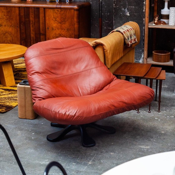 Image 1 of Fauteuil vintage en cuir et fibre de verre, 1970