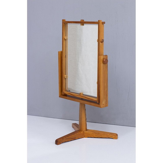 Image 1 of Miroir de table vintage en pin et bois, Suède 1960