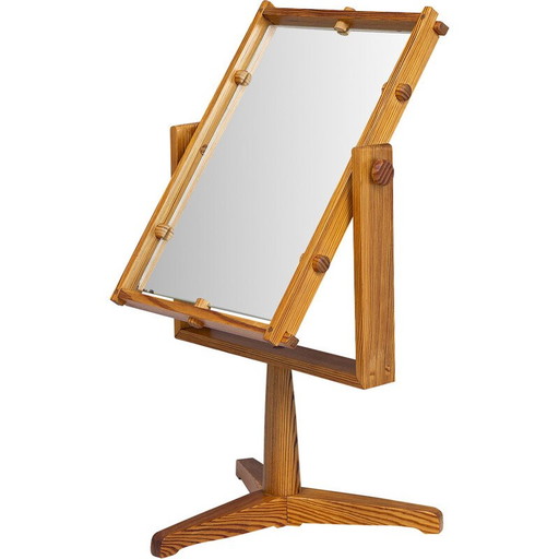 Miroir de table vintage en pin et bois, Suède 1960