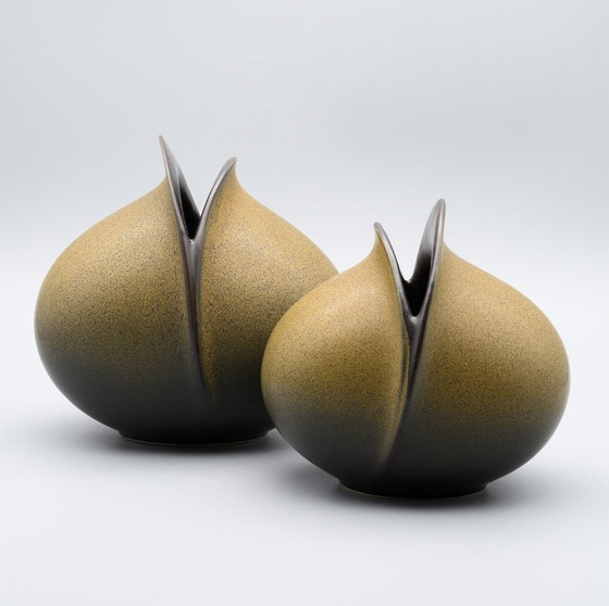 Image 1 of Uta Feyl "Venus" Vase en céramique Duo Rosenthal Studio Line 1980 14Cm + 12Cm Wgp Mcm