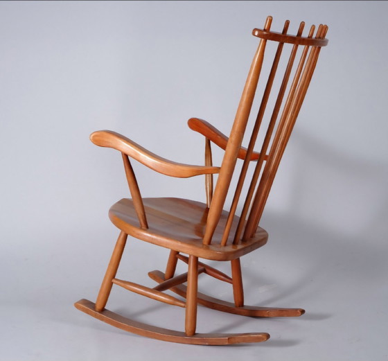 Image 1 of Rocking Chair Highback - De Ster Geldermalsen Vintage spijlen Schommelstoel