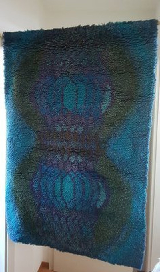 Image 1 of Tapis de tapisserie Kistika en laine bleue finlandaise par Terttu Tomero, 1960S