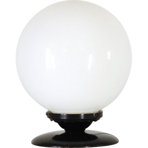 Lampe de table vintage avec base en bois noir 1970