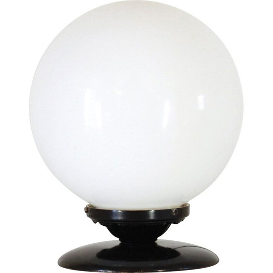 Image 1 of Lampe de table vintage avec base en bois noir 1970