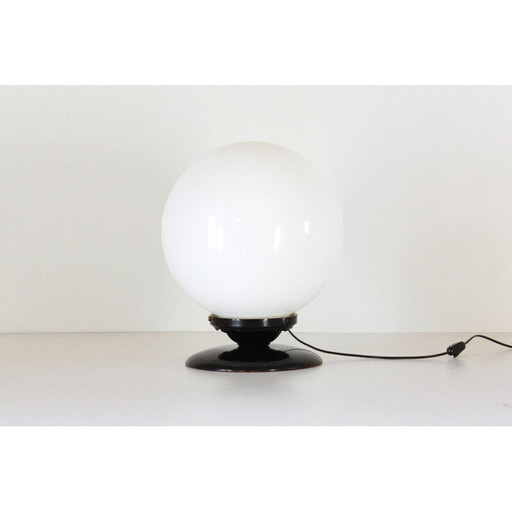 Lampe de table vintage avec base en bois noir 1970