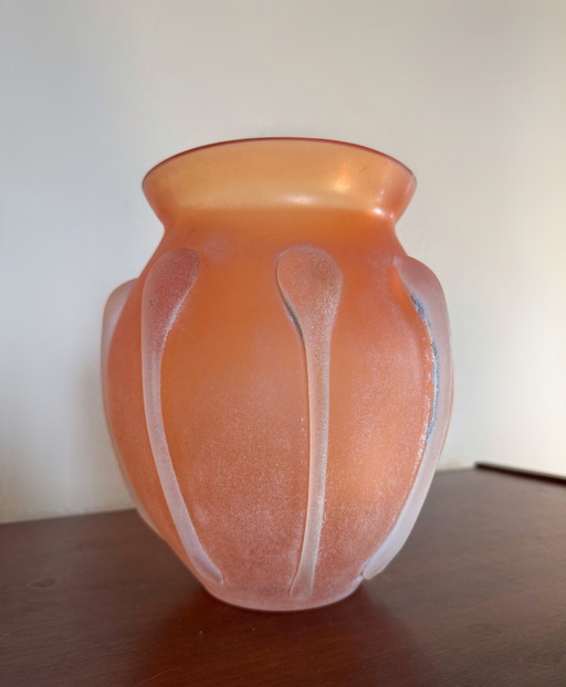 Vase Pâte De Verre Murano Scavo Ancien