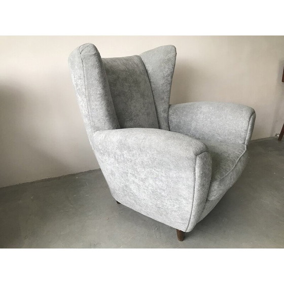 Image 1 of Paire de fauteuils italiens vintage en velours gris perle