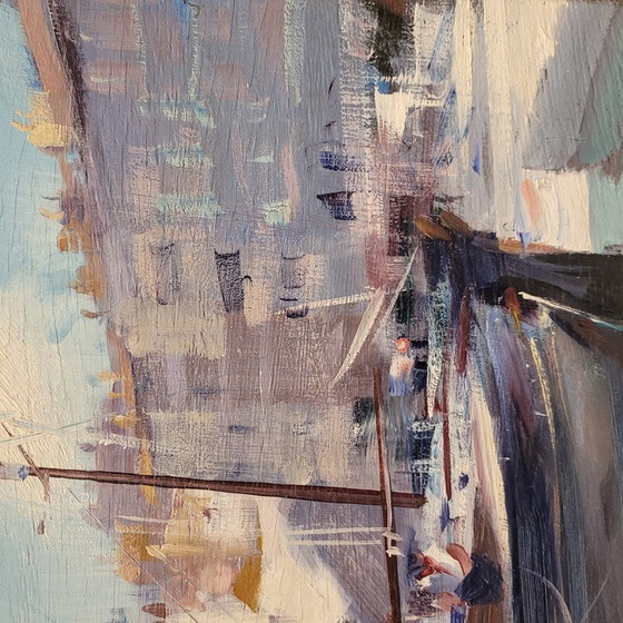 Image 1 of Huile vintage sur panneau "Saint Tropez" par Gabriel Dechamps, France