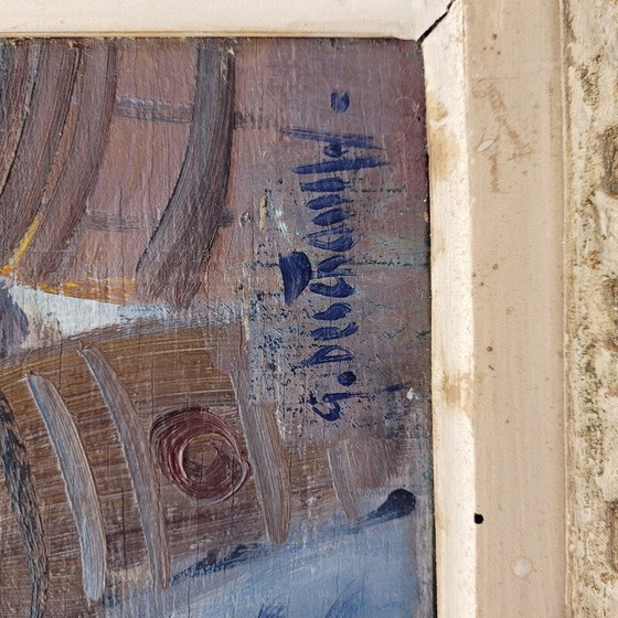 Image 1 of Huile vintage sur panneau "Saint Tropez" par Gabriel Dechamps, France
