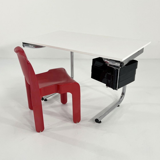 Image 1 of Table à dessin noire et chromée par Joe Colombo pour Bieffeplast, 1970S