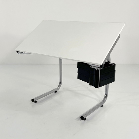 Image 1 of Table à dessin noire et chromée par Joe Colombo pour Bieffeplast, 1970S