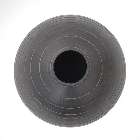 Image 1 of Vase sphérique en céramique noire par Andrea Mannuzza pour Il Tondo, 1980S