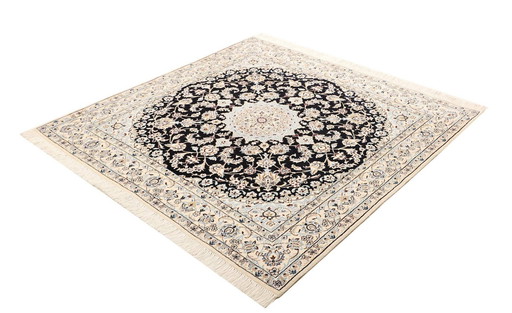 Elégant tapis persan noué à la main Naïn 9 Lah- Size. 150 X 150 cm -No.466246-01