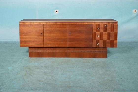 Image 1 of Buffet en noyer Japandi rénové, buffet midmod 70s