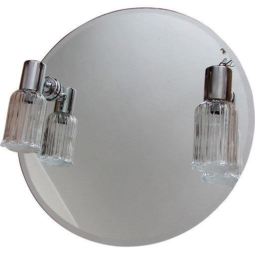 Miroir vintage avec lampes murales, 1980