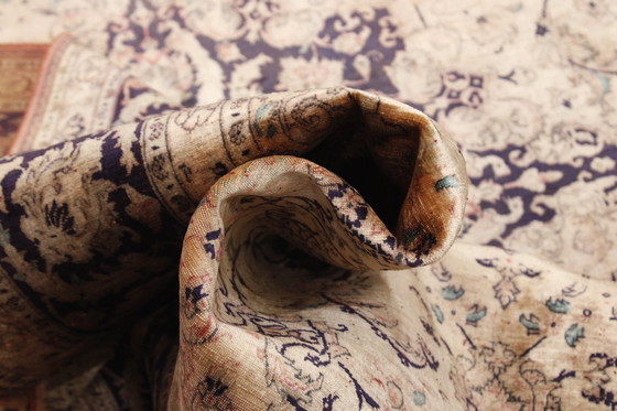 Image 1 of Tapis persan Ghom/Qom 100% soie Ancien design vintage noué à la main 300 X 191 cm