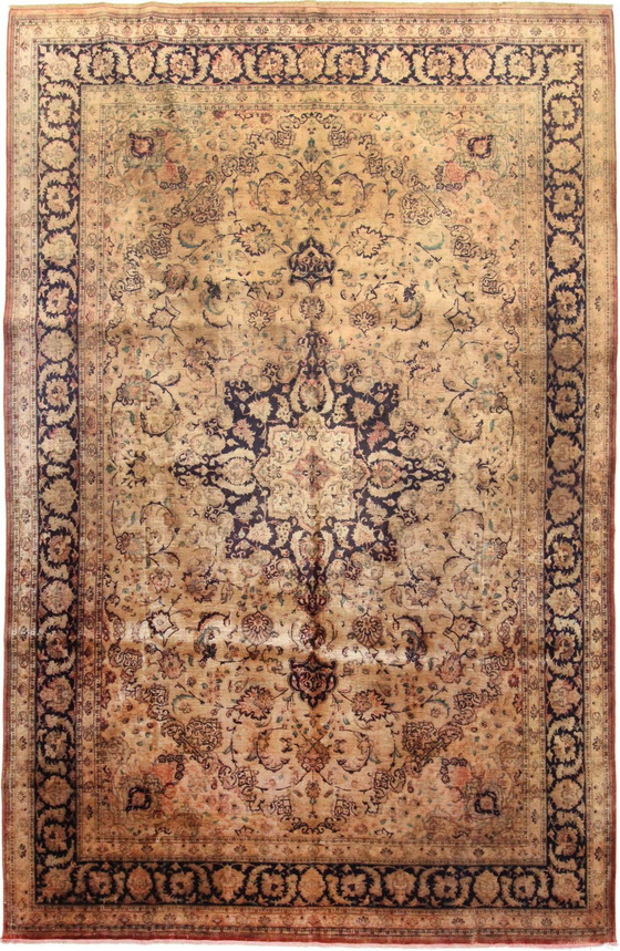 Image 1 of Tapis persan Ghom/Qom 100% soie Ancien design vintage noué à la main 300 X 191 cm