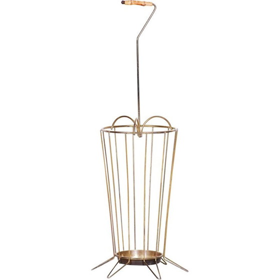 Image 1 of Porte-parapluie vintage art déco en laiton, République tchèque 1950