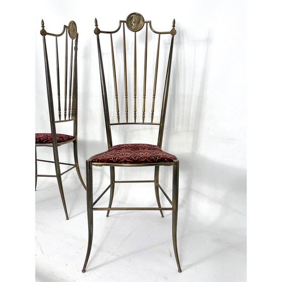 Image 1 of Paire de chaises Chiavari vintage en laiton, Italie années 1950