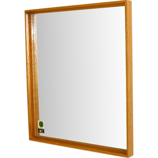 Miroir vintage en chêne massif de Fröseke, Suède 1960