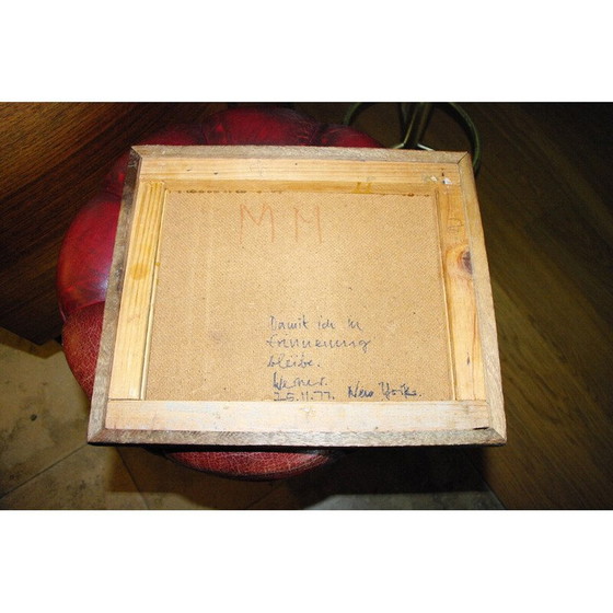 Image 1 of Peinture vintage représentant 2 hiboux par Sisson Blanchard