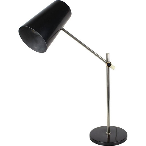 Lampe de table noire du milieu du siècle, Allemagne 1970
