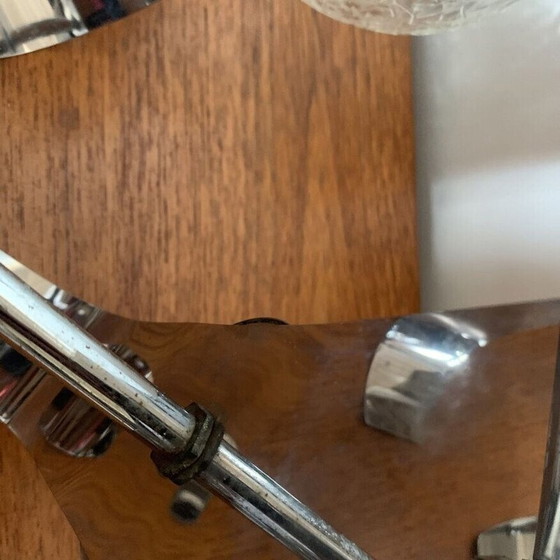 Image 1 of Lampe suspendue vintage à 5 lumières en verre et chrome