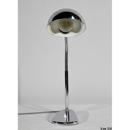 Lampe de bureau industrielle vintage en métal chromé, 1960