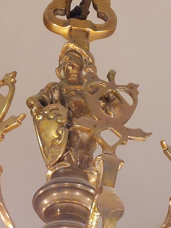 Image 1 of Lustre hollandais en laiton avec 8 bougies vers 1960 Vintage