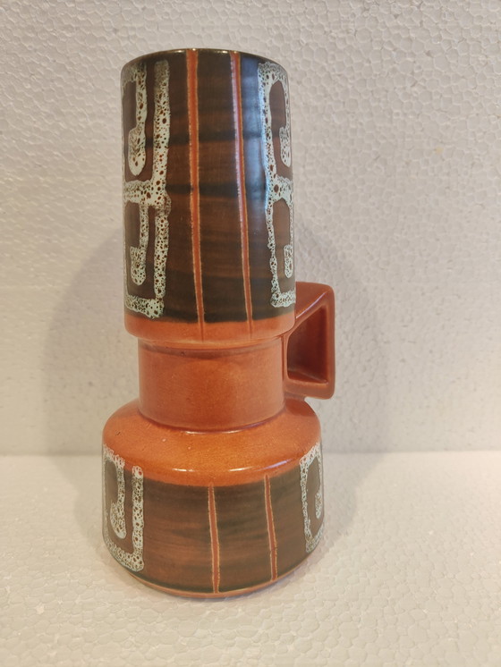Image 1 of W. Allemagne Vase en céramique orange-brun par Bay-Keramik, 1970