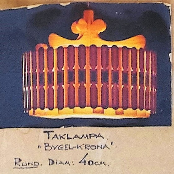 Image 1 of Lampe suspendue vintage en pin scandinave 1960