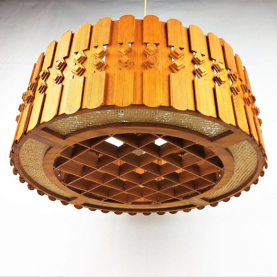 Image 1 of Lampe suspendue vintage en pin scandinave 1960