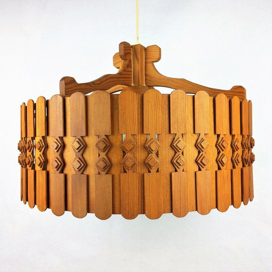 Image 1 of Lampe suspendue vintage en pin scandinave 1960