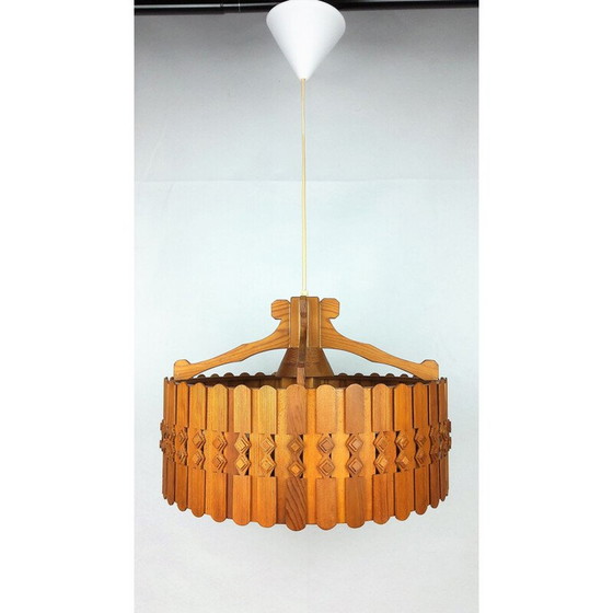 Image 1 of Lampe suspendue vintage en pin scandinave 1960