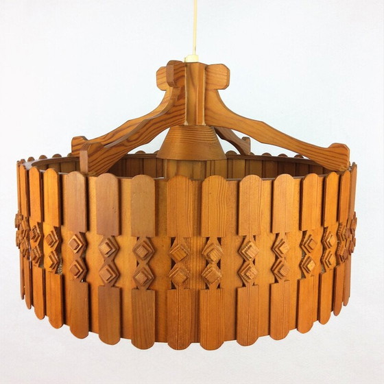 Image 1 of Lampe suspendue vintage en pin scandinave 1960