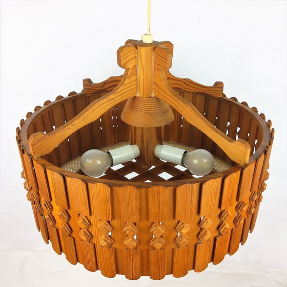 Image 1 of Lampe suspendue vintage en pin scandinave 1960