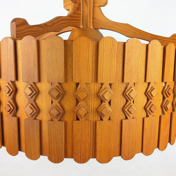 Image 1 of Lampe suspendue vintage en pin scandinave 1960