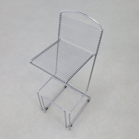 Image 1 of 3X Tabouret de bar postmoderne chromé, 1980S