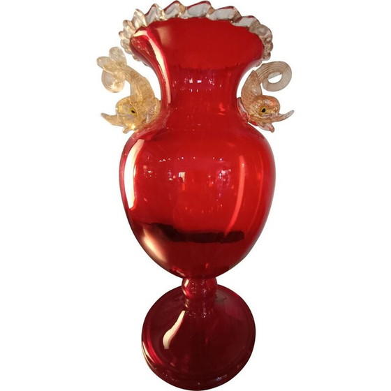 Image 1 of Vase vintage avec têtes de dauphins par Venir, Italie 1960