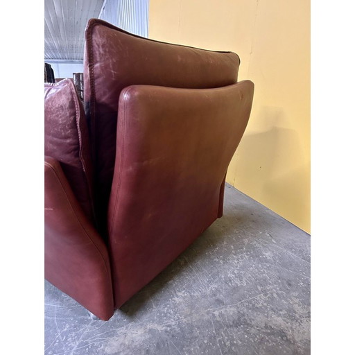 Fauteuil danois vintage en cuir rouge par Svend Skipper, 1970