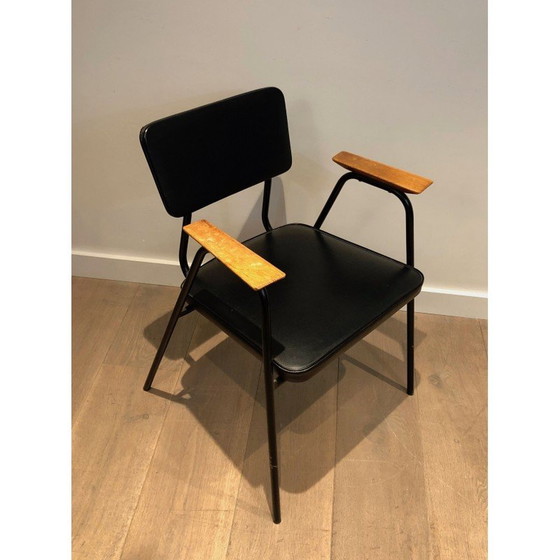 Image 1 of Paire de fauteuils vintage en laque noire et skaï par Willy Van de Meeren, 1950