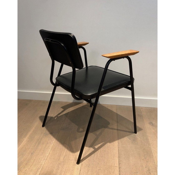 Image 1 of Paire de fauteuils vintage en laque noire et skaï par Willy Van de Meeren, 1950
